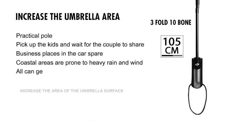 Wind Resistant Umbrella Rain Women Classic Folding Umbrella Rain Men Automatic Big Windproof Black Coating Women 10Ribs Parasol