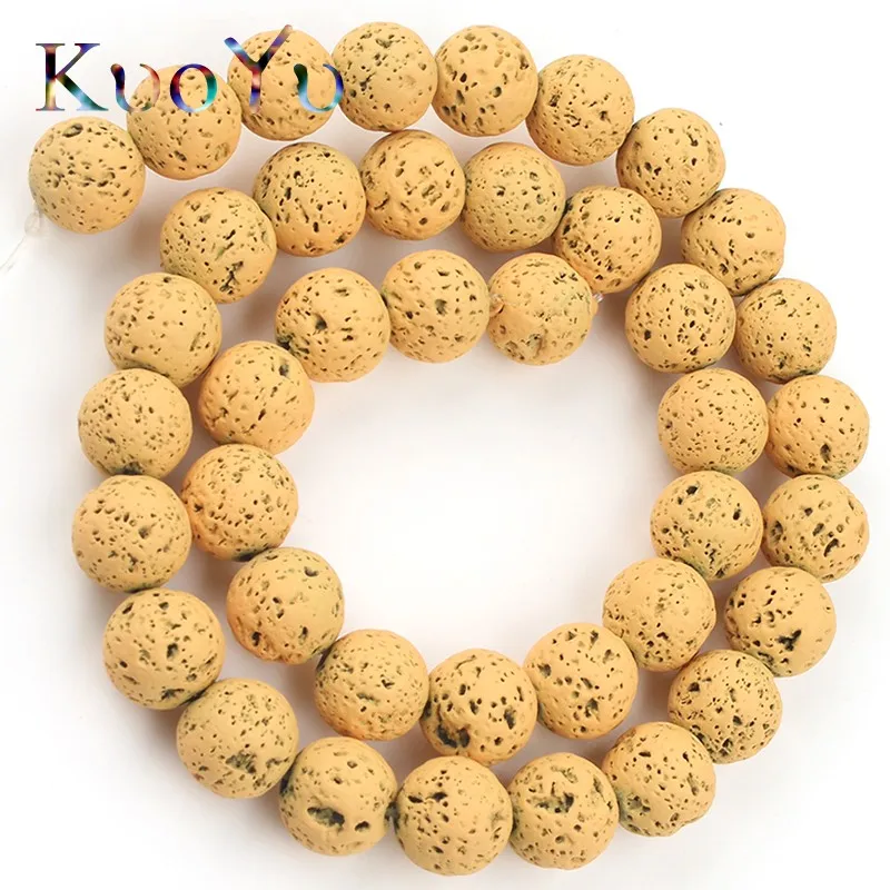 Natural Lave Hematite Stone Rubber Dark Yellow Volcanic Rock Beads Round Loose Bead For Jewelry Making Diy Bracelets 4/6/8/10MM | Украшения