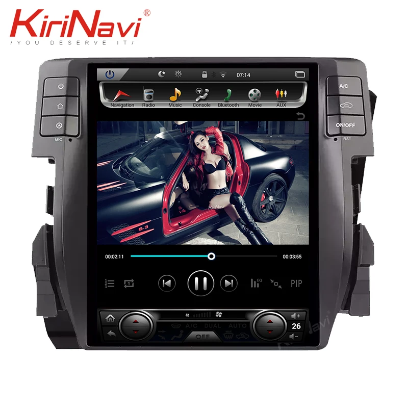 KiriNavi вертикальный экран Tesla style 10,4 ''Android 8,1 автомобильный Радио gps навигатор для Honda civic автомобильный Dvd мультимедийный плеер