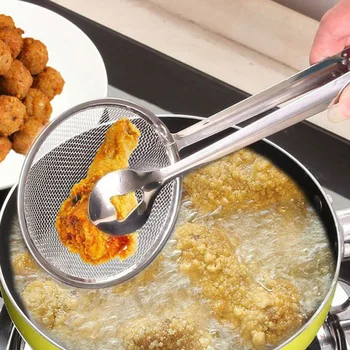 

Stainless Steel Filter Spoon with Clip Food Salad Oil-Frying Mesh Filter for Kitchen BBQ YE-Hot