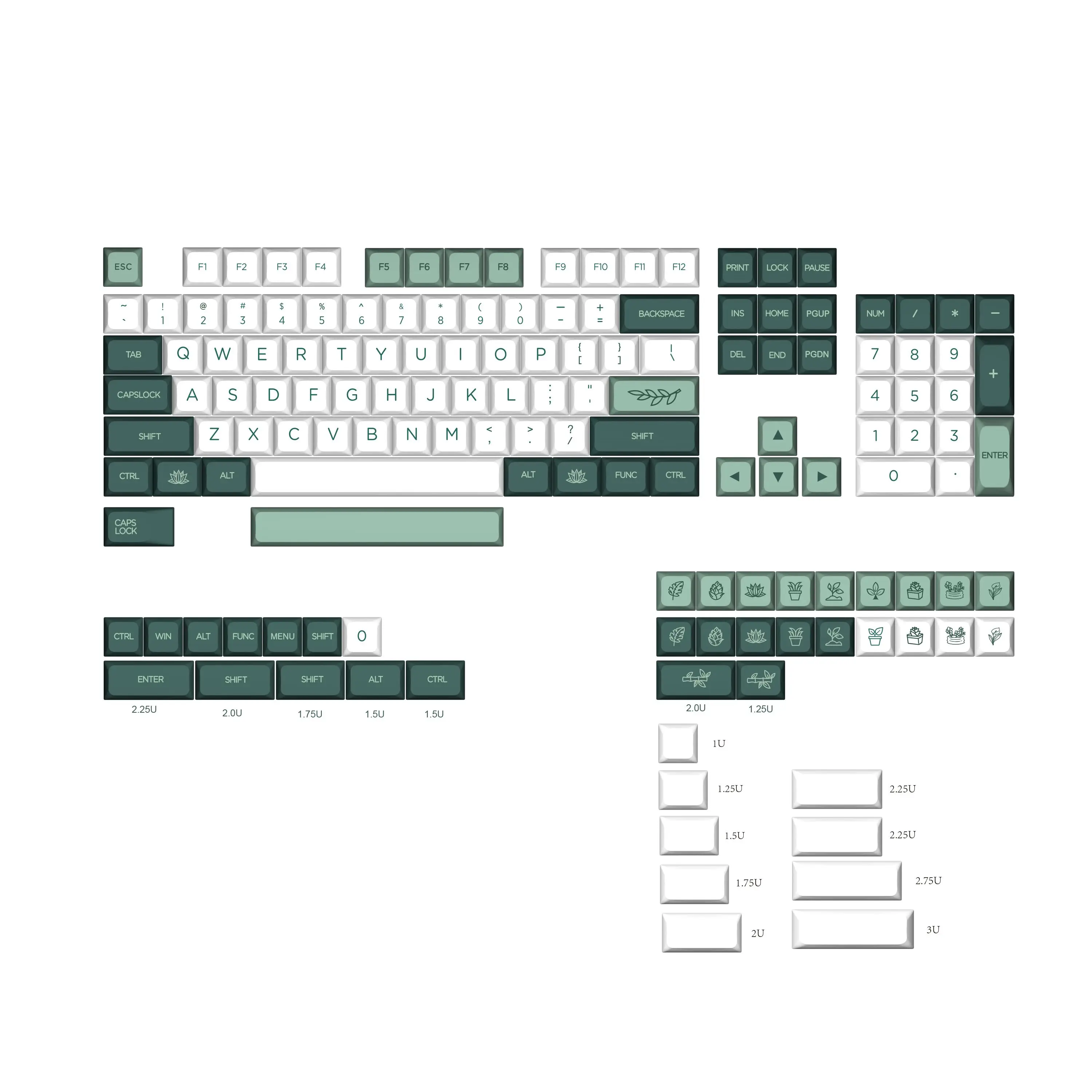 Botânico Pbt Keycaps Zda Semelhante a Xda Keycap Corante Sub para Cereja mx Rachado Teclado 104 87 Gk61 96 84 Gk64 68 Tampões de Chave 147 - Imagem 4
