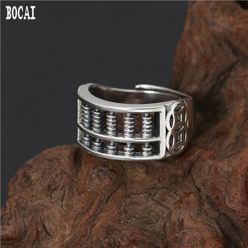 100% Real S925 Pure Silver Fashion Ring Simple Thai Rings For Man Creative Abacus Men's | Украшения и аксессуары