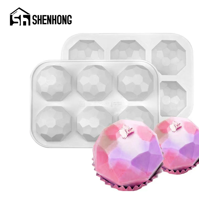 Shenhong Silicone Cake Mould 6 Cavity Gemstone Chocolate Mold Handmade