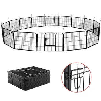 

Pet Dog Puppy Cat Exercise Fence Barrier Playpen Kennel Heavy Duty 16 Panels Durable for Outdoor Indoor