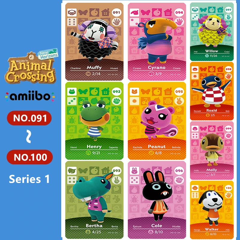 Tarjetas de animales croxxxing n. ° 091 ~ 100, Ntag215, serie 1, para NS Switch 3DS