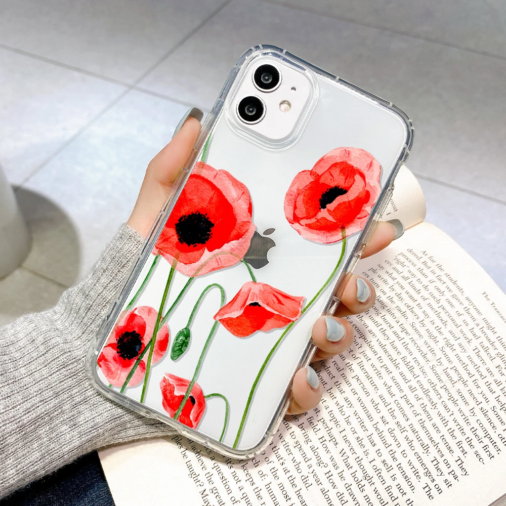 Case For Iphone 12 Pro Max Cases Silicone Funda Iphone 11 Pro 13 Mini XR X Xs Max 7 8 Plus Capa iphone11 Pro Flora Phone Covers
