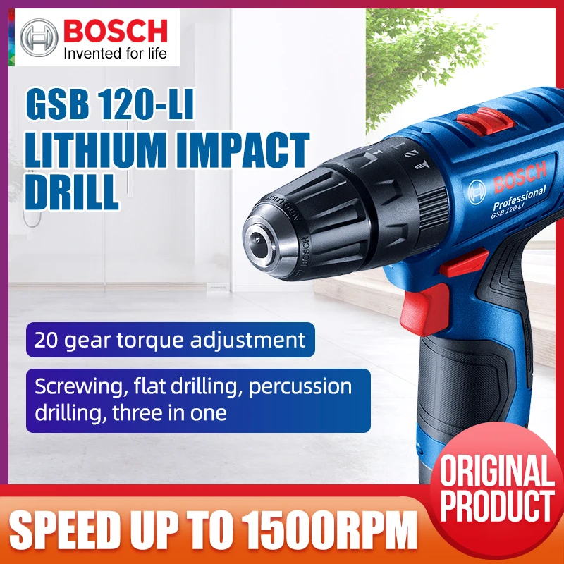 Bosch GSB120LI (одна батарея) Электрическая дрель с фонариком Ударная домашняя