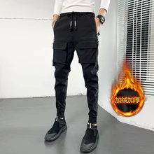 28-36! Осенние и зимние мужские Мульти-карманные комбинезоны плюс бархатные толстые повседневные брюки парикмахер Молодежная Корейская версия Harlan fe