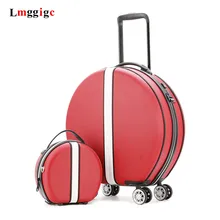 Women Rolling Suitcase with font b Cosmetic b font font b case b font Round ABS