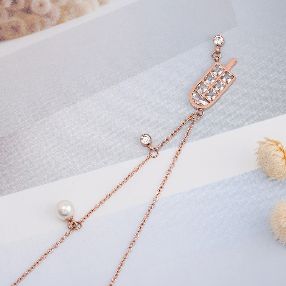 Подвеска «мороженое» ожерелье цепочка из титановой стали ожерелье инкрустированное натуральным Цирконом Модные женские ювелирные изделия подарок на день рождения