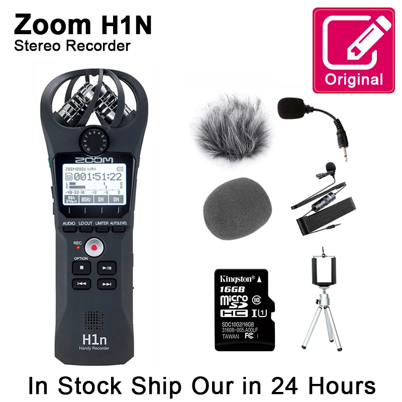 Цифровой диктофон Zoom H1N портативный микрофон для интервью с SD картой Kingston 16 Гб|stereo