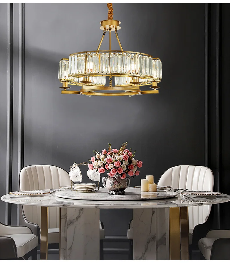 Round Modern Rustic Crystal Chandelier