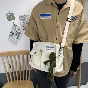 

Bagenciala taste Japanese Harajuku Ulzzang Letter Canvas Cute Large Capacity ins Vintage Interesting Women College Crossbody Bag