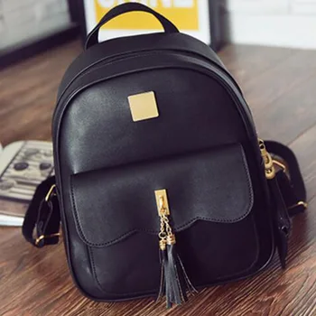 

1Pcs Lovely Tassel Vintage Women Hot Sale Backbag Backpack Feminine Backpacks Leather Teenage