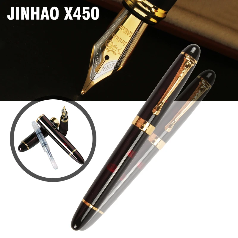 Jinhao X450 Золотая отделка черная с фейерверком авторучка 0,7 мм перо с широким основанием авторучка для школы и офиса канцелярские принадлежности