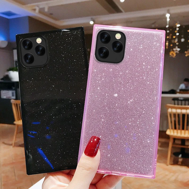 YISAHNGOU роскошный квадратный блестящий чехол для iPhone 11 7 8 6 Plus X XS Max XR силиконовый мягкий ТПУ противоударный чехол