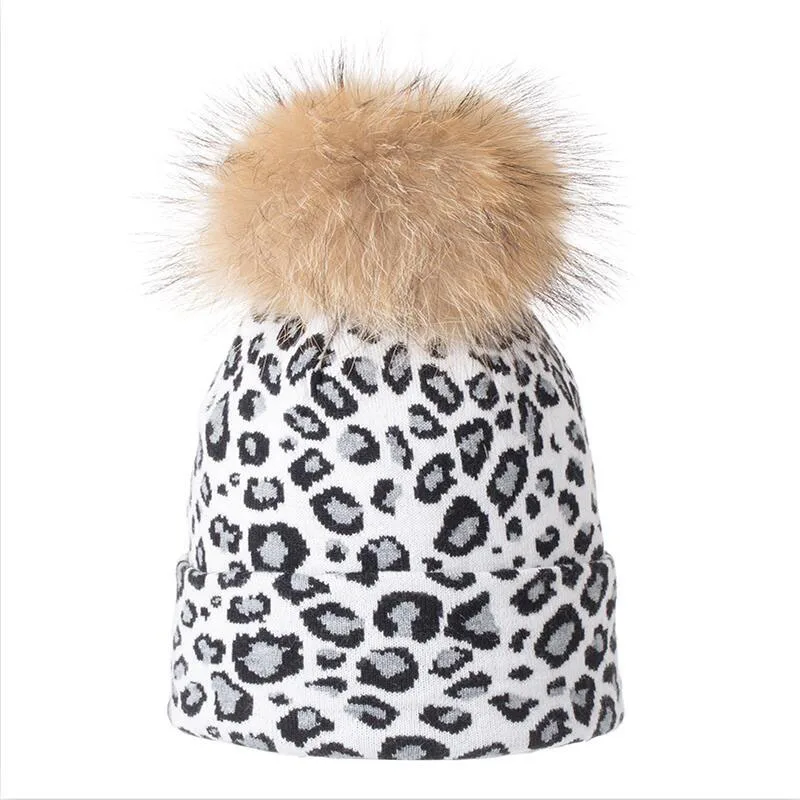BINGYUANHAOXUAN Winter Hat Raccoon Pom Pom Hat For Women Brand Thick Women Hat Girls Caps Knitted Beanies Women Cap Wholesale