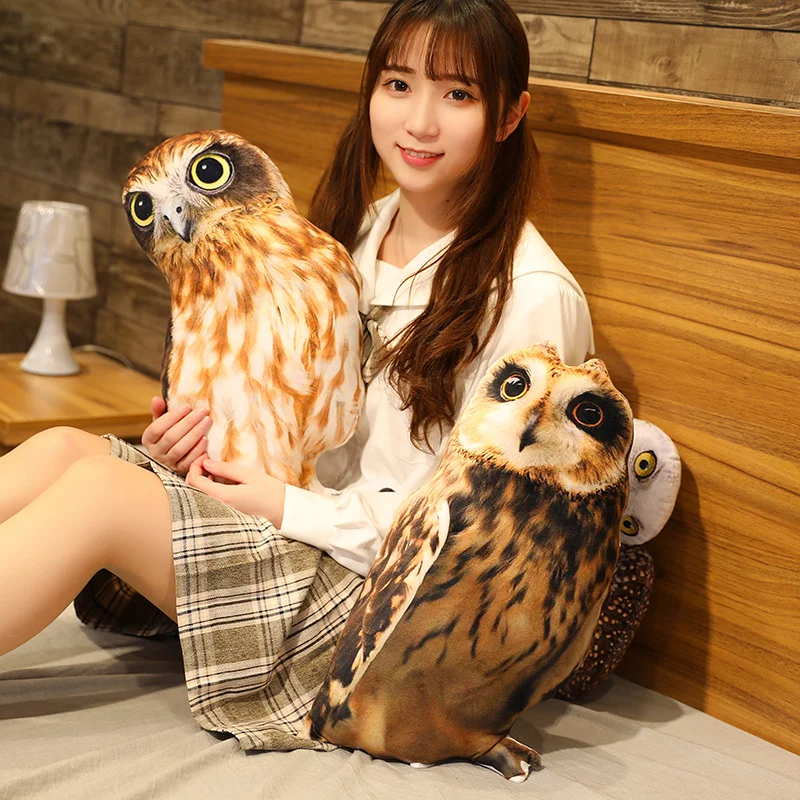 

New Arrive 50CM Real Life Owl Doll Staffed Cartoon Simulation Animal Plush Toys Sofa Cushion Nap Pillow Creative Cute Gift