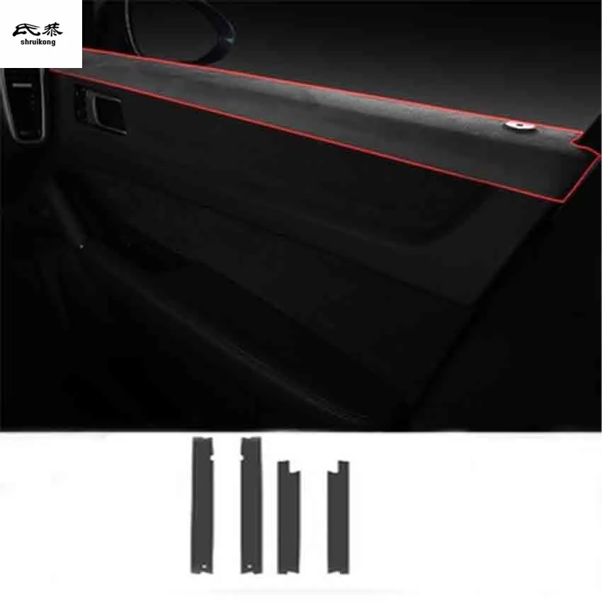 4 шт./лот Автомобильная наклейка из алькантары кожаная панель окна декоративная