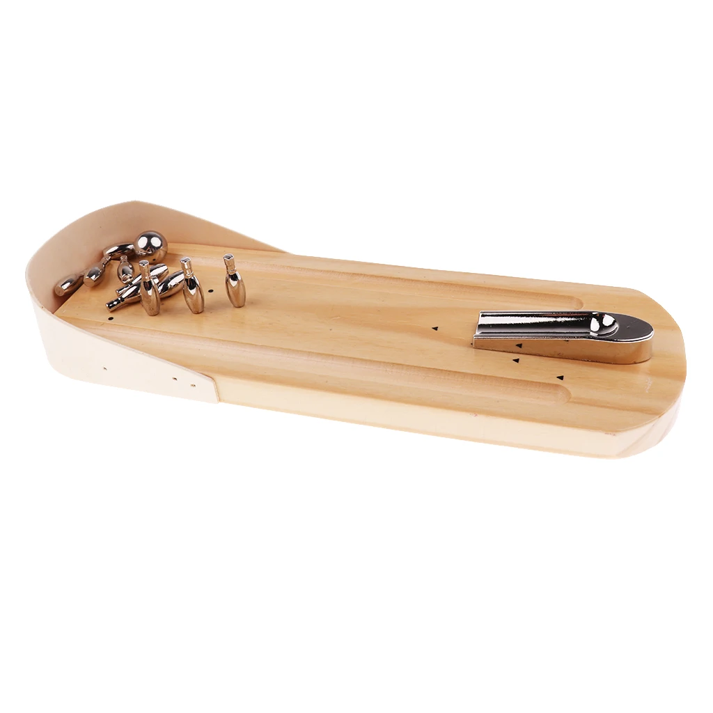 Wooden Mini Bowling Game Set With Lane-Mini Tabletop Bowling Toy
