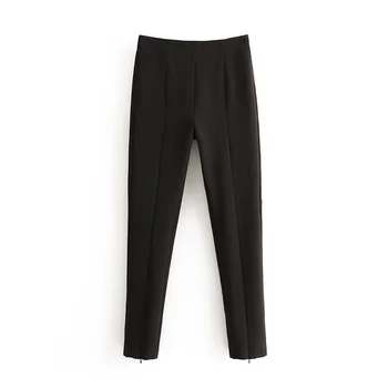 

Spring 2020 women's new slim elastic zipper dress with pure black skinny Leggings high waisted Leggings