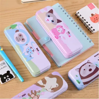 

Cute Cartoon Double-layer Stationery Box Tin Box Primary School Children Metal Pencil Box Storage Box School Office Supplies