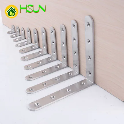 

2pcs Stainless steel corner code right angle iron shelf bracket support furniture connection 90 degree l-shaped board drag