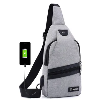 

New USB Design Chest Bag Women Men Sling Bag Crossbody One Shoulder Strap Rucksack Polyester Cross Body Travel Bags