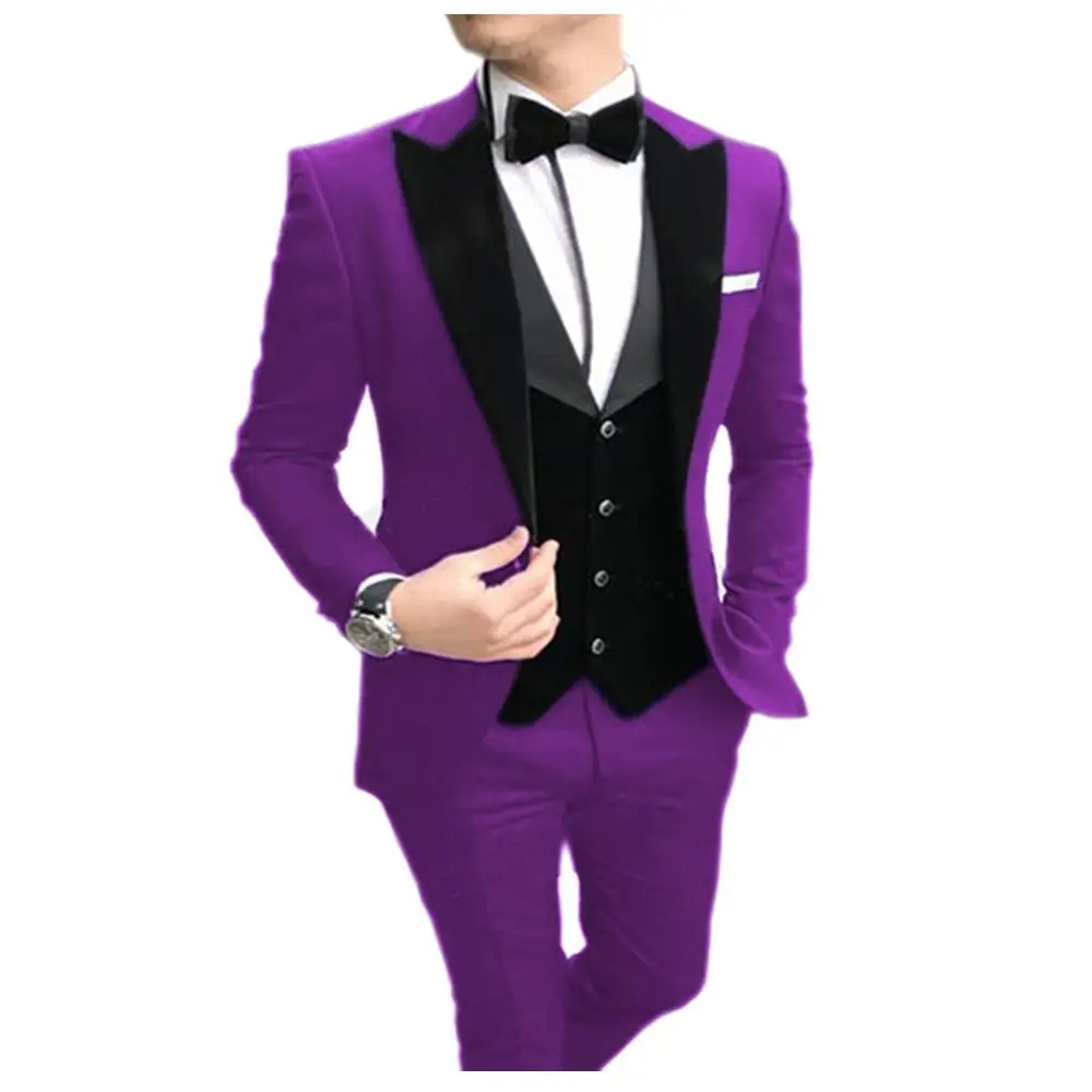 TPSAADE Men's suit 3 pieces Casual Slim Fit black Notch Lapel vest best man Tuxedos for wedding party suits(Blazer+vest+Pants