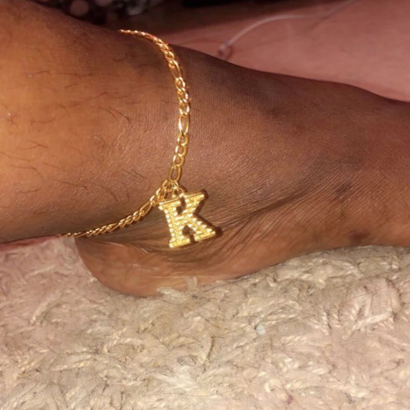 Gold Ankle Bracelet Initial Anklets For Women Stainless Steel 
