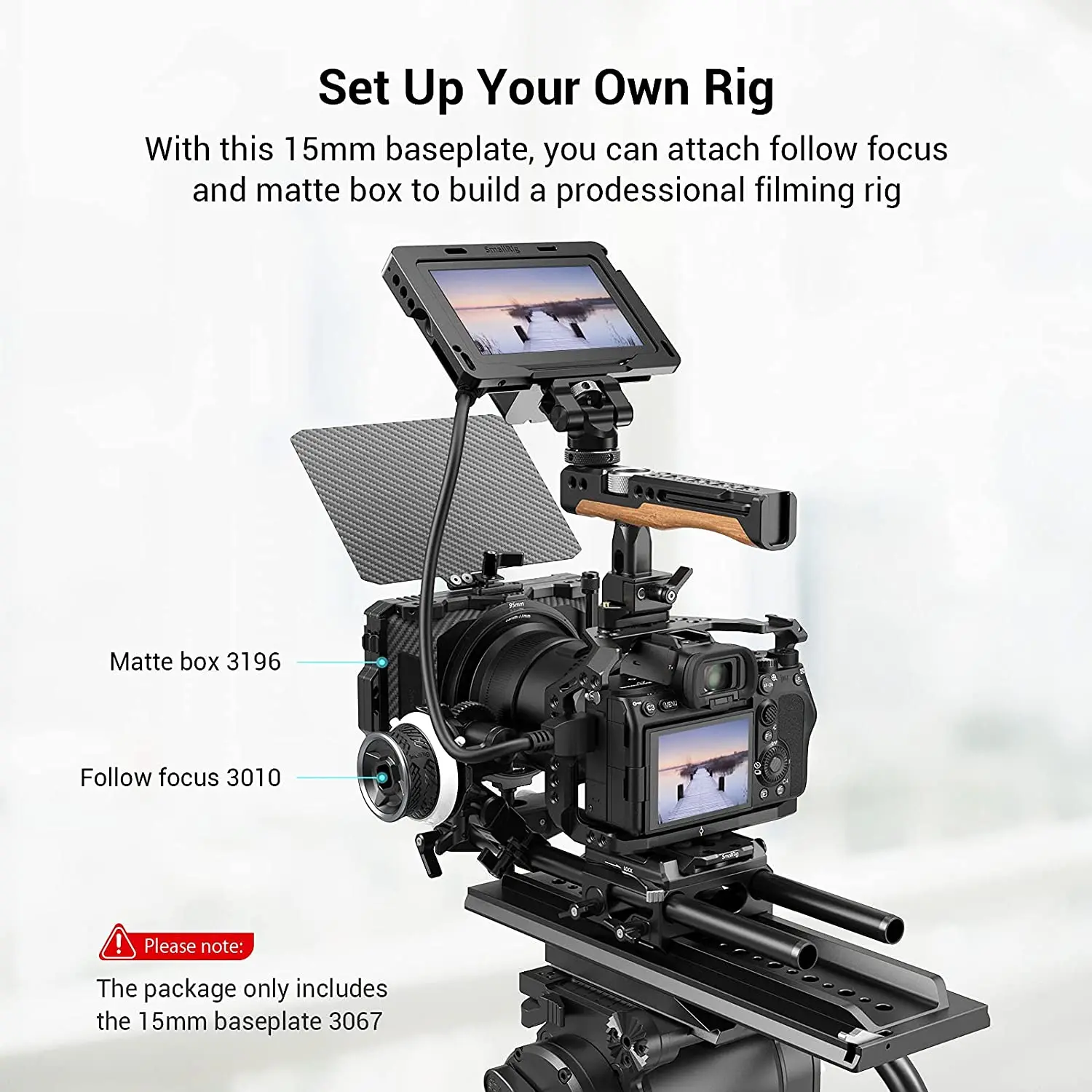 Lightweight Baseplate Riser System with Dual 15mm Rod Clamp, Base Plate Magnesiu