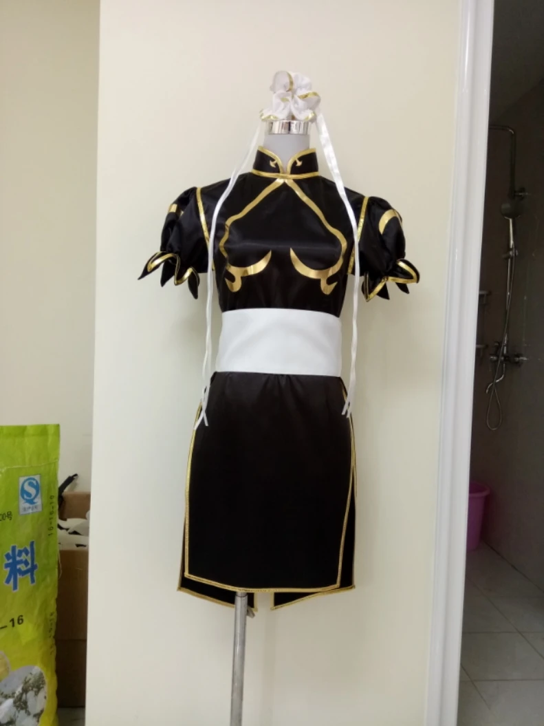 Black costume Костюмы для костюмированной игры Sutorito Faita, синее платье Чонсам с поясом, головной убор для женщин и девочек, праздничная одежда - Цвет: Black costume