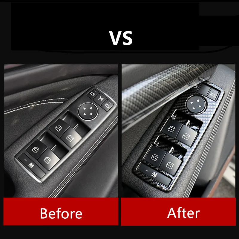 Carbon Fiber Style Car Window Glass Lifting Button Frame