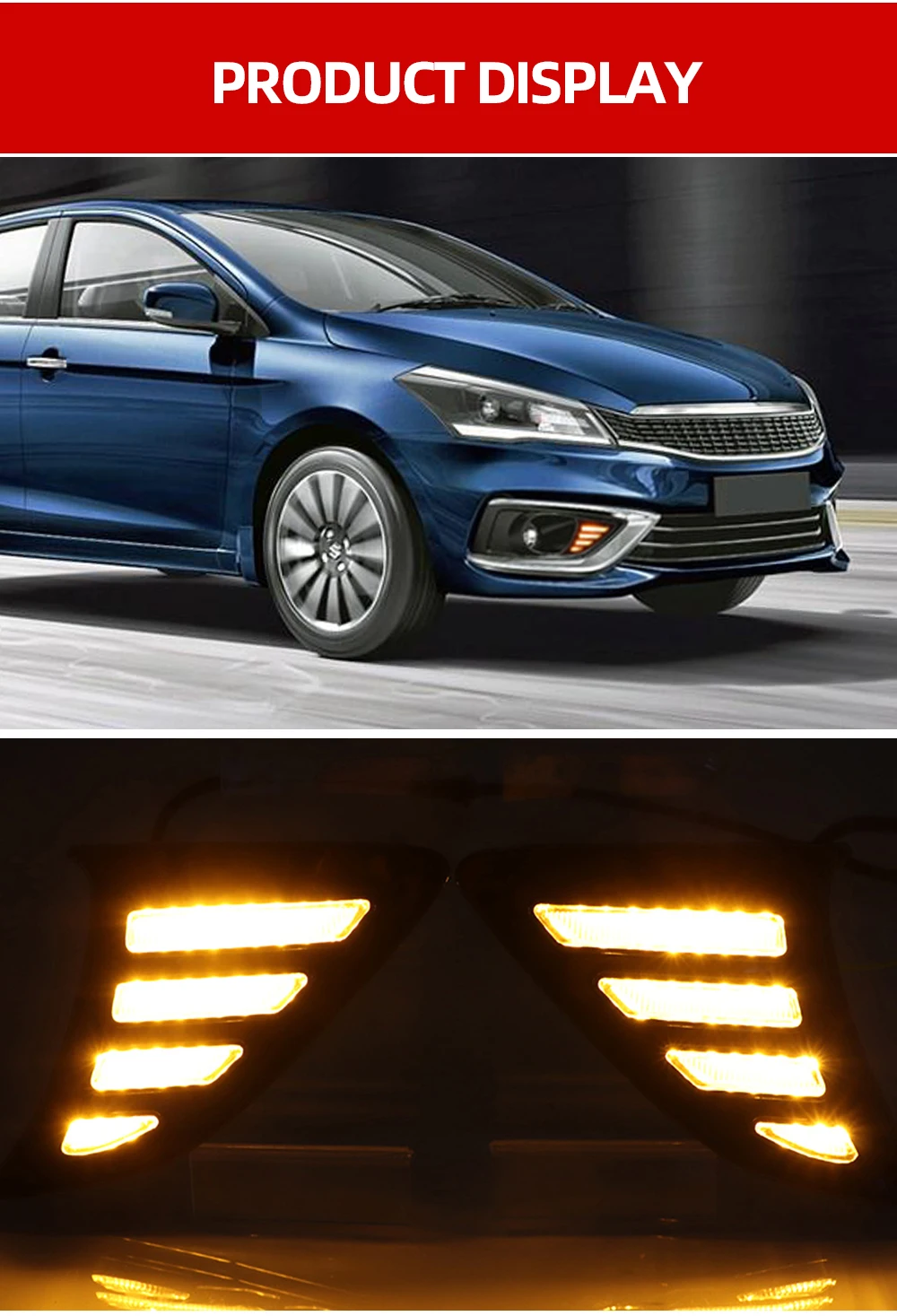 Автомобильные мигающие 2 шт. DRL Для Suzuki Ciaz светодиодные дневные ходовые огни DRL с желтой поворотной сигнальной лампой противотуманная фара