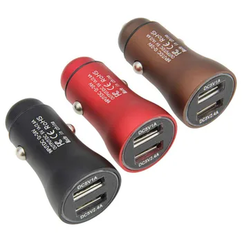 

500pcs Dual USB Car Charger 2.4A Fast Chagring 2 Port USB 12-24V Power Adapter For Samsung Xiaomi Phone Tablet