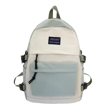 

Fresh Women Backpacks School Bags for Girls Teenage Pink Panelled School Back Pack Nylon Soft Lightweight Patchwork Bagpack New