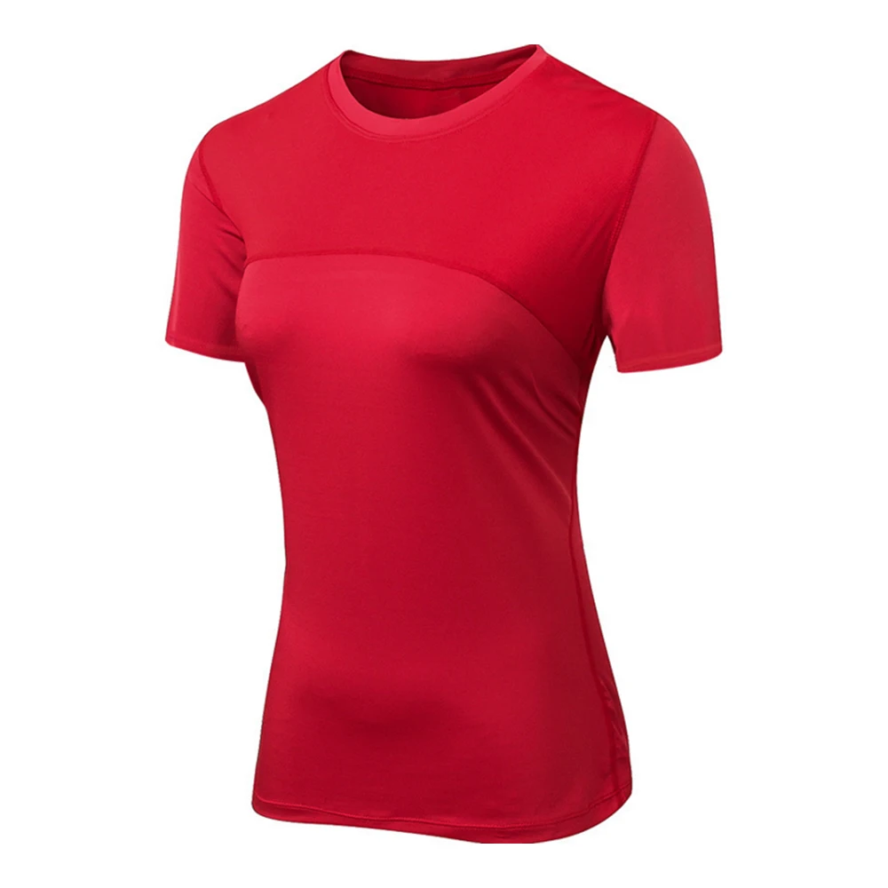 Быстросохнущие облегающие топы для йоги, женские спортивные футболки, майки для тренажерного зала, Майки для фитнеса, футболки для йоги, бега, женские спортивные топы, ткань - Цвет: red