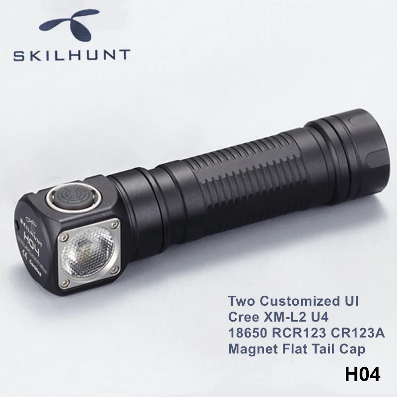 Налобный фонарь Skilhunt H04 H04R H04F Cree светодиодный фонарик с двумя настраиваемыми UI