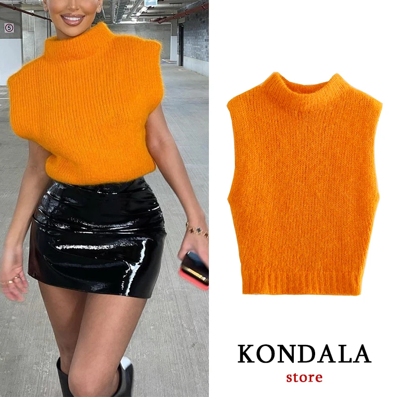 Orange Sweater Vest Womens Orange Sleeveless Sweater Vest