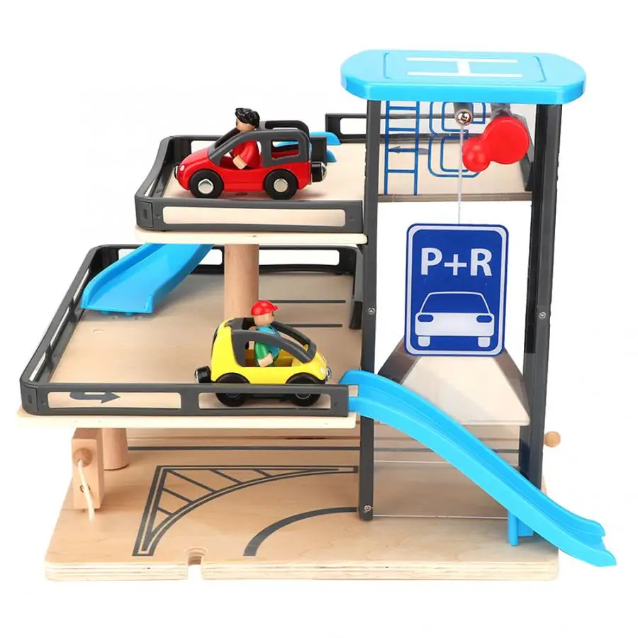 

Wooden Alloy Three Layers Car Park Toy Parent-child Interactive Garage Toys Early Education Toy for Children Gift