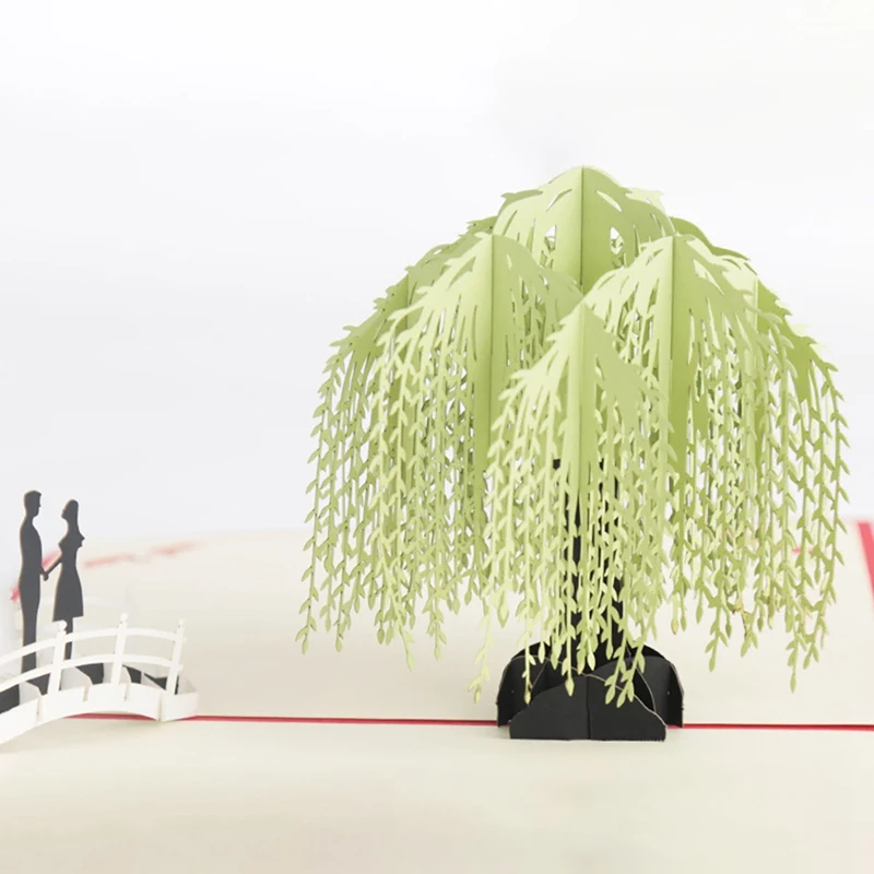  3D Willows Tree Cards Handmade Greeting Card Postcard Wedding Invitations Cards Birthday Blessing C - 4.00054E+12