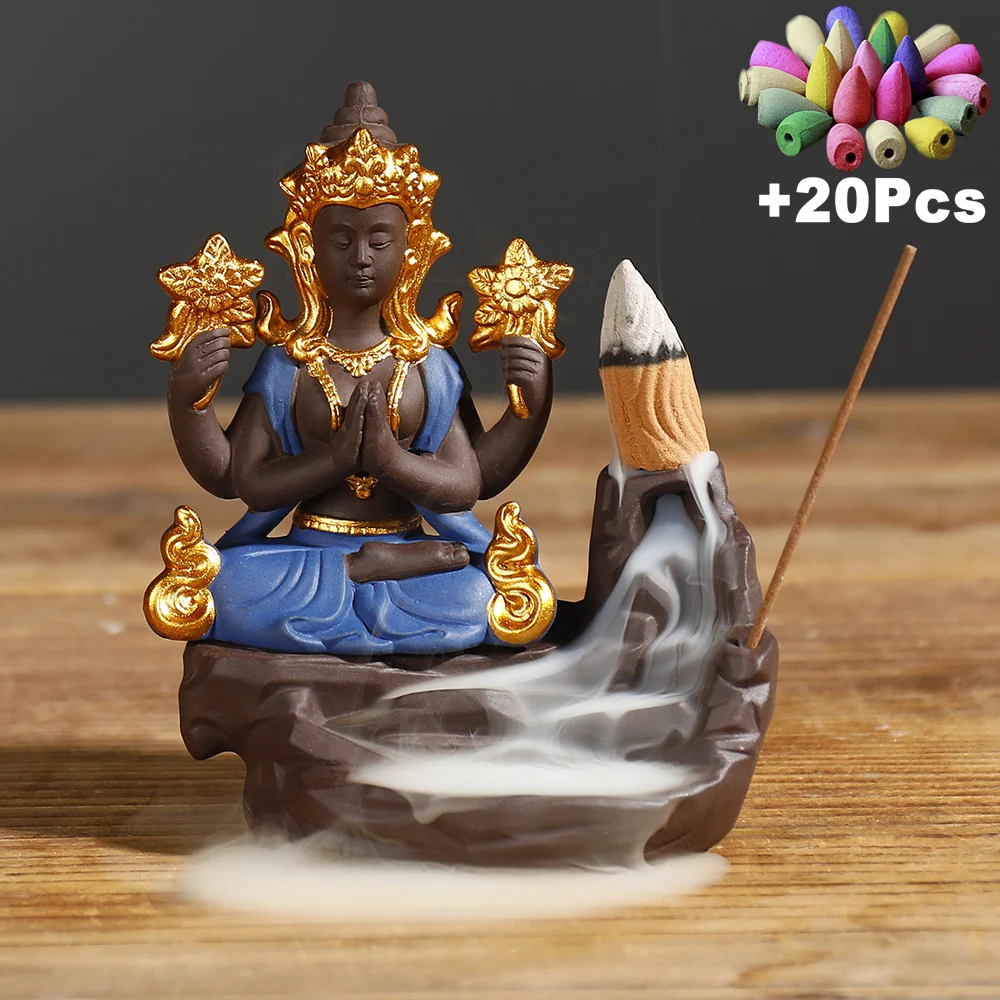 CZ04 and 20Incense 20 шт. благовония шишки счастливое благословение украшения монах буддистские благовония курильница дзен фэншуй украшение благовония палочка курильница - Цвет: CZ04 and 20Incense