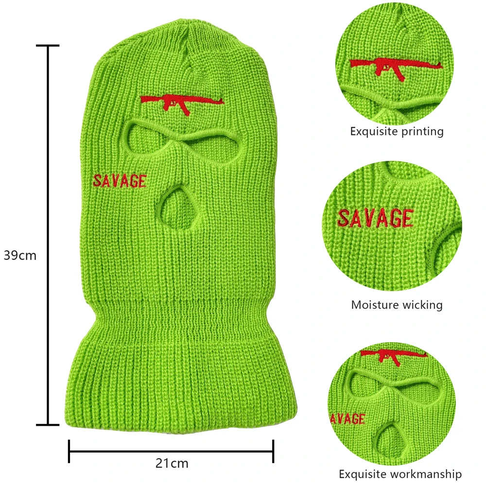 Fahison Neon Balaclava Three-hole Ski Mask AK47 Tactical Mask Full Face Mask Winter Hat Party Mask Limited Embroidery Gifts 2022 new era skully beanie