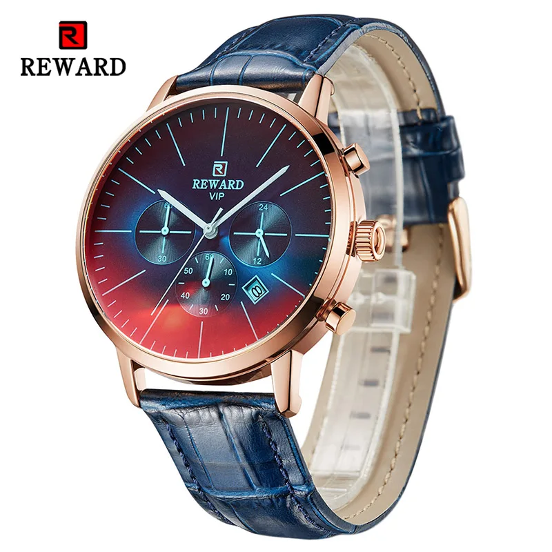 Men's Watch Modern Chronograph Sport 24 Hour Watch Iridescent Crystal Color Bright Glass Waterproof Wrist Watches_voghion.com