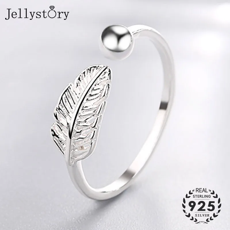 Jellystory в Корейском стиле 925 пробы Серебряное кольцо для Для женщин Лист Форма