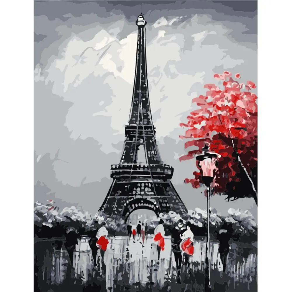 Башня Парижа картина маслом по номерам Arcylic рисунок на холсте Современные настенные художественные картины Раскраска по номерам гостиная домашний декор - Цвет: Многоцветный