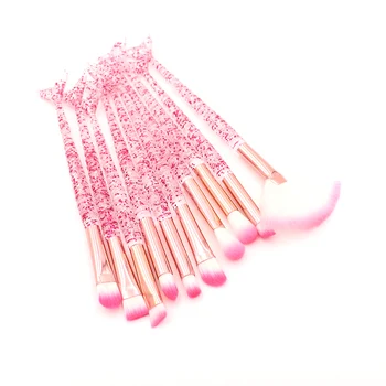 

10pcs Pink Mermaid Makeup Brushes Set Eyeshadow Blush Foundation Brush Lip Brush Crystal Diamond Make up brush Kits maquiagem