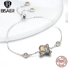 Новинка, 925 пробы, серебряный браслет на цепочке с изображением танцующих пчел, милое насекомое, для женщин, браслет в виде пчелы, ювелирное изделие из чистого серебра