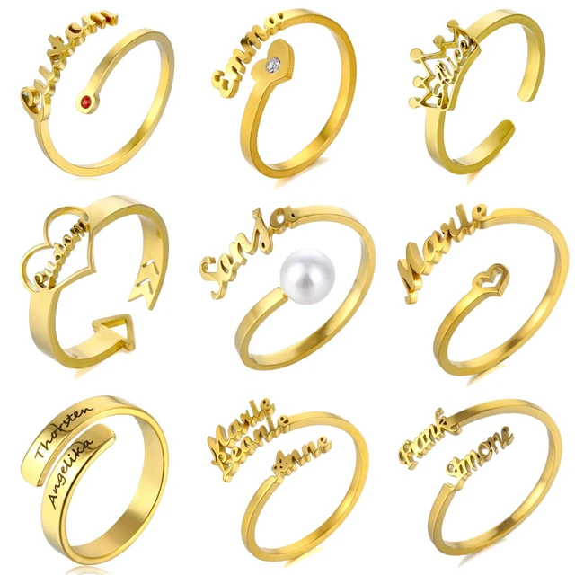 Couple Name Engraved Diamond Rings |