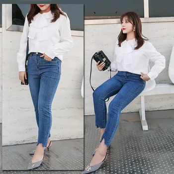 

Korean-style Solid Color Large Size Jeans 2020 Spring Jeans XXXL Women's Large Size Dress Pants K946